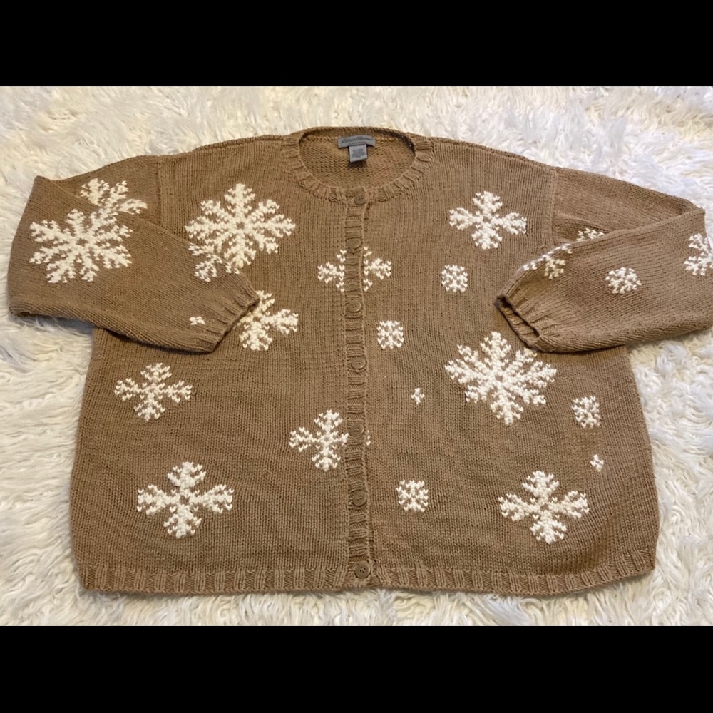 Eddie Bauer Snowflake Cardigan Sweater XXL